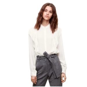 NEW ARITZIA WILDRED Panthere Ruffled Blouse Oak Size Small MSRP $110